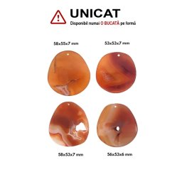 Pandantiv Carneol Druzy Picatura cu Gaura - 53-58 x 53-55 x 7-8 mm