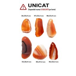 Pandantiv Agata Sardonix Rosu Neregulata cu Gaura - 36-53 x 22-37 x 3-4 mm - 1 Buc