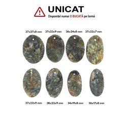 Pandantiv Labradorit Druzy Oval - cu Gaura - 34-38 x 17-27 x 7-9 mm