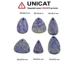 Pandantiv Lapis Lazuli Druzy Natural cu Gaura - Picatura - 23-32 x 11-25 x 5-7 mm - 1 Buc