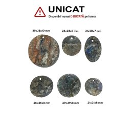 Pandantiv Labradorit Druzy Disc - cu Gaura - 21-39 x 20-38 x 7-10 mm