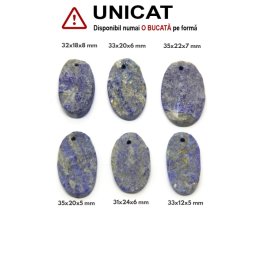 Pandantiv Lapis Lazuli Druzy Natural cu Gaura - Oval - 31-35 x 12-24 x 5-8 mm - 1 Buc