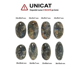 Pandantiv Labradorit Druzy Oval - cu Gaura - 30-35 x 15-21 x 6-9 mm