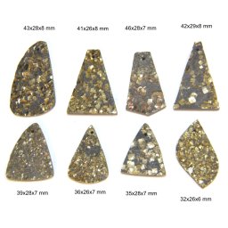 Pandantiv Pirita Druzy Natural cu Gaura - Triunghi - Picatura - Neregulat - 33-51x23-32x4-9 mm - 1 Buc