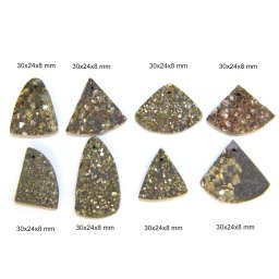 Pandantiv Pirita Druzy Natural cu Gaura - Picatura - Neregulat - 26-41x21-31x6-8 mm - 1 Buc