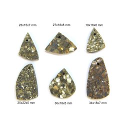 Pandantiv Pirita Druzy Natural cu Gaura - Picatura - 19-34x15-22x5-8 mm - 1 Buc