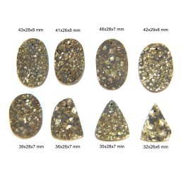Pandantiv Pirita Druzy Natural cu Gaura - Oval - Picatura - Neregulat - 32-46x26-29x6-8 mm - 1 Buc