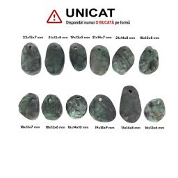 Pandantiv Smarald Druzy cu Gaura Picatura - Ovala - 15-22 x 12-14 x 6-10 mm - 1 Buc