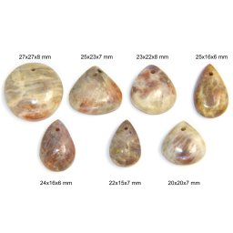 Cabochon Piatra Lunii Rainbow cu Piatra Soarelui cu Gaura - Rotund - Picatura - 20-27x15-27x6-8 mm - 1 Buc