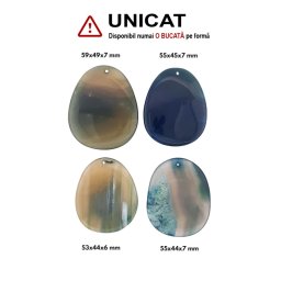 Pandantiv Agata Colorat Picatura cu Gaura - 53-59 x 44-49 x 6-7 mm