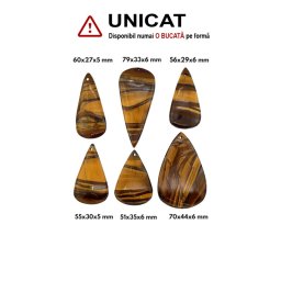 Pandantiv din Ochi de Tigru cu Fier Picatura cu Gaura - 59-69 x 33-43 x 5-6 mm