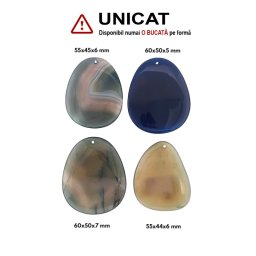 Pandantiv Agata Colorat Picatura cu Gaura - 55-60 x 44-50 x 5-7 mm