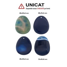 Pandantiv Agata Colorat Picatura cu Gaura - 48-51 x 40-41 x 6-8 mm