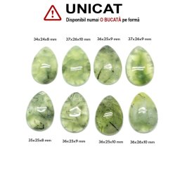 Pandantiv Prehnit cu Epidot Natural cu Gaura - Picatura - 34-37 x 35-26 x 8-10 mm - 1 Buc