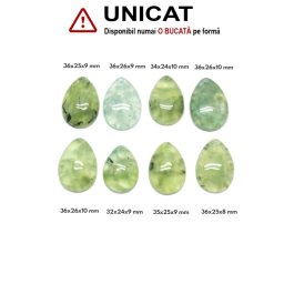 Pandantiv Prehnit Natural cu Gaura - Picatura - 32-36 x 24-26 x 8-10 mm - 1 Buc