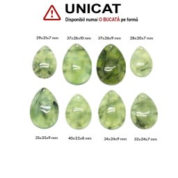 Pandantiv Prehnit cu Epidot Natural cu Gaura - Picatura - 28-40 x 20-26 x 7-10 mm - 1 Buc