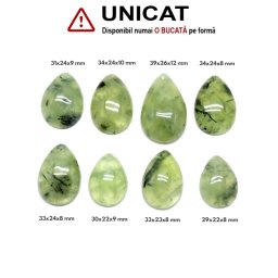 Pandantiv Prehnit Natural cu Gaura - Picatura - 29-39 x 22-26 x 8-12 mm - 1 Buc