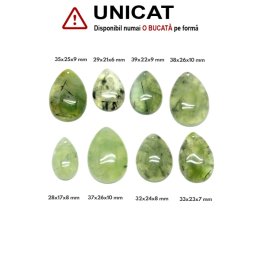 Pandantiv Prehnit cu Epidot Natural cu Gaura - Picatura - 25-39 x 17-26 x 8-10 mm - 1 Buc