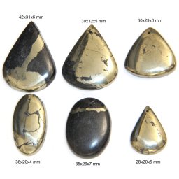 Pandantiv din Pirita cu Hematit - Picatura - Oval - 28-42x20-32x4-7 mm - 1 Buc