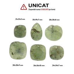Pandantiv Prehnit cu Epidot Druzi Patrat - Picatura cu Gaura - 21-30 x 19-28 x 7-10 mm - ( XL ) - 1 Buc