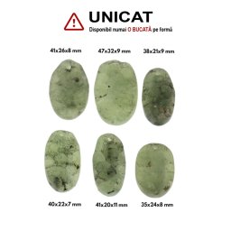 Pandantiv Prehnit cu Epidot Druzi Oval cu Gaura - 35-47 x 20-32 x 8-11mm - ( XL ) - 1 Buc