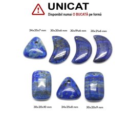 Pandantiv Lapis Lazuli Natural cu Gaura - Picatura - Luna - Triunghi - Dreptunghi - 24-30 x 19-25 x 6-10 mm - 1 Buc
