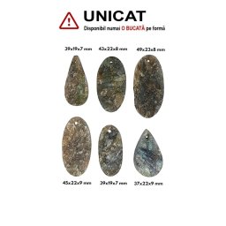 Pandantiv Labradorit Druzy Oval - Picatura - cu Gaura - 37-49 x 19-23 x 7-9 mm