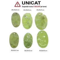 Pandantiv Prehnit Druzy Natural cu Gaura - Oval - 36-45 x 21-30 x 7-12 mm - 1 Buc