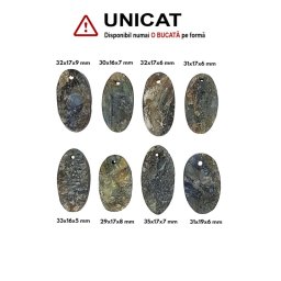 Pandantiv Labradorit Druzy Oval - cu Gaura - 29-35 x 16-17 x 5-8 mm