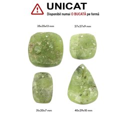 Pandantiv Prehnit Druzy Natural cu Gaura - Patrat - Dreptunghi - Picatura - 27-40 x 20-35 x 7-13 mm - 1 Buc