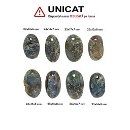 Pandantiv Labradorit Druzy Oval - cu Gaura - 22-26 x 12-17 x 6-8 mm
