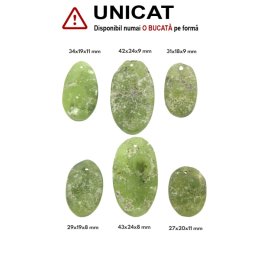Pandantiv Prehnit Druzy Natural cu Gaura - Oval - 29-43 x 18-24 x 8-11 mm - 1 Buc