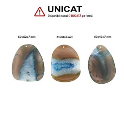 Pandantiv Agata Colorat Picatura cu Gaura - 60-63 x 43-52 x 7-8 mm