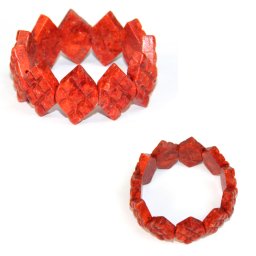 Bratara Coral Rosu Natural - Diametru 54 mm - Triunghi - 18x28 mm - 1 Buc