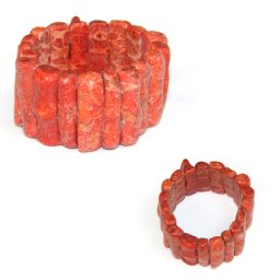 Bratara Coral Rosu Natural - Diametru 54 mm - Perna - 8-12 x 38 mm - 1 Buc