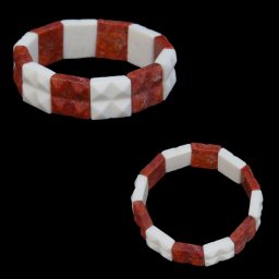 Bratara Coral Alb si Rosu Natural - Diametru 58 mm - Patrat - 18x18 mm - 1 Buc