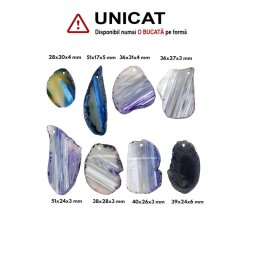 Pandantiv Agata Dungata Colorata Neregulata cu Gaura - 28-51 x 17-31 x 3 mm - 1 Buc