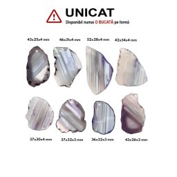 Pandantiv Agata Dungata Colorata Neregulata cu Gaura - 36-52 x 26-32 x 3-4 mm - 1 Buc