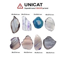 Pandantiv Agata Dungata Colorata Neregulata cu Gaura - 33-49 x 26-35 x 3-4 mm - 1 Buc
