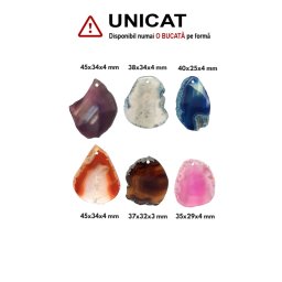 Pandantiv Agata Colorata Neregulata cu Gaura - 35-45 x 25-34 x 3-4 mm - 1 Buc