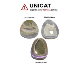 Pandantiv Agata Dungata Druzy Colorat Picatura cu Gaura - 75-82 x 60-71 x 14-16 mm - 1 Buc