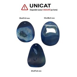 Pandantiv Agata Dungata Druzy Colorata Picatura cu Gaura - 55-62 x 47-48 x 5-6 mm