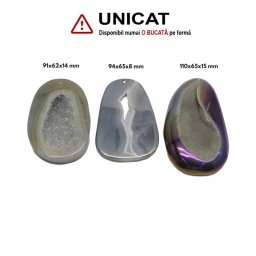 Pandantiv Agata Dungata Druzy Colorata Picatura cu Gaura - 91-110 x 62-65 x 8-15 mm - 1 Buc