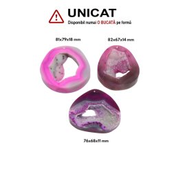 Pandantiv Agata Dungata Druzy Colorata Picatura cu Gaura - 76-82 x 67-79 x 11-18 mm - 1 Buc