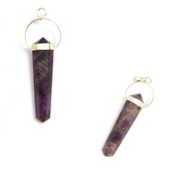 Pandantiv din Ametist Natural 2 Varfuri - 40-50 x 16-20 mm - 1 Buc