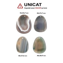 Pandantiv Agata Dungata Colorat Picatura cu Gaura - 48-55 x 37-45 x 6-9 mm