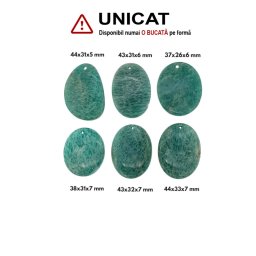 Pandantiv din Amazonit Oval cu Gaura - 34-44 x 31-35 x 5-7 mm