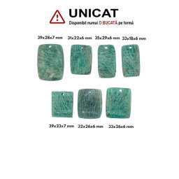 Pandantiv din Amazonit Dreptunghi cu Gaura - 27-39 x 18-28 x 6-7 mm