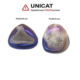 Pandantiv Agata Dungata Druzy Colorat Picatura cu Gaura - 70-72 x 62-65 x 11-15 mm