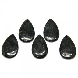 Pandantiv Arfvedsonit in Forma de Picatura - 52-53 x 33-34 x 8 mm - 1 Buc